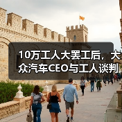10万工人大罢工后，大众汽车CEO与工人谈判时发生冲突（图4）